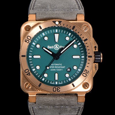미러급 벨앤로즈 남성용 BR03-92 다이버 브론즈 소재 오토매틱 9015 타입 42mm 가죽줄 그린 다이얼 bel4101 Ⅳ