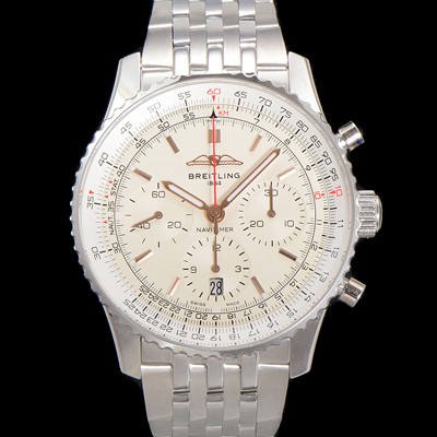 미러급 브라이틀링 남성용 네비타이머 AB0139211G1P1 크로노그래프 ETA7750-2 타입 오토매틱 43mm 메탈줄 화이트 다이얼 bre6003 Ⅳ