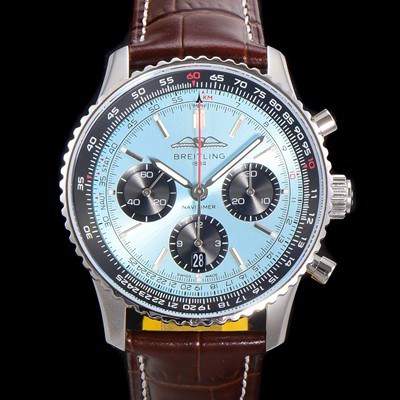 미러급 브라이틀링 남성용 네비타이머 AB0138241C1P1 크로노그래프 ETA7750-2 타입 오토매틱 43mm 가죽줄 블루 다이얼 bre5995 Ⅳ