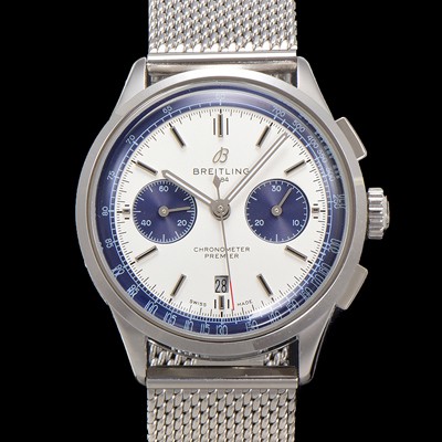 미러급 브라이틀링 남성용 프리미에르 크로노그래프 7750 타입 오토매틱 42mm 메쉬밴드 화이트 다이얼 bre6013 Ⅳ