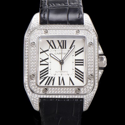 미러급 까르띠에 산토스 100 오토매틱 ETA2824-2 타입 보석시계 남성용 51mm 가죽줄 화이트 다이얼 car69320 Ⅳ