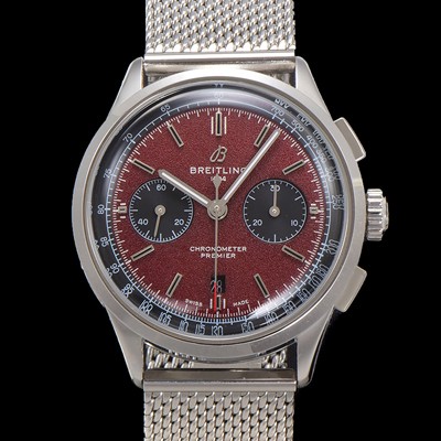 미러급 브라이틀링 남성용 프리미에르 크로노그래프 7750 타입 오토매틱 42mm 메쉬밴드 레드 다이얼 bre6024 Ⅳ