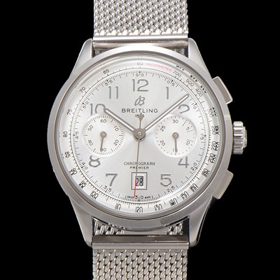 미러급 브라이틀링 남성용 프리미에르 크로노그래프 7750 타입 오토매틱 42mm 메쉬밴드 화이트 다이얼 bre6019 Ⅳ