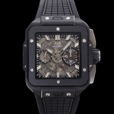 미러급 휴블렛 남성용 스퀘어 뱅 유니코 821.CI.0170.RX 스켈레톤 다이얼 티타늄 에디션 세라믹 42미리 오토매틱 무브먼트 우레탄 러버밴드 hub2135 Ⅳ