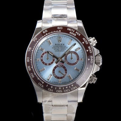 미러급 로렉스 남성용 코스모그래프 데이토나 플래티넘 m126506-0002 세라믹 베젤 40mm 크로노그래프 7750 오토매틱 무브먼트 바게트 아이스 블루 다이얼 rol5321 Ⅳ