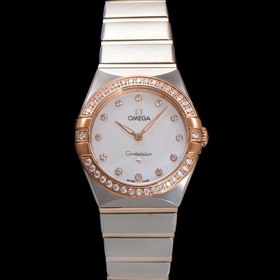 미러급 오메가 여성용 컨스틀레이션 131.25.28.60.55.001 로즈골드 다이아몬드 세팅 베젤 28mm 쿼츠 무브먼트 화이트 자개 다이얼 omg0152 Ⅳ
