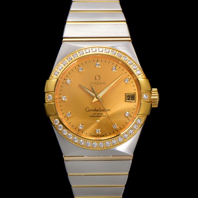 미러급 오메가 남성용 컨스틀레이션 123.25.38.21.58.001 18k 옐로우골드 다이아몬드 세팅 베젤 38mm 오토매틱 8500타입 샴페인 다이얼 omg0158 Ⅳ