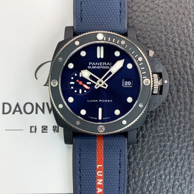 미러급 파네라이 남성용 서브머시블 콰란타콰트로 루나로사 PAM01466 티-세라미테크™ 44mm 오토매틱 Cal P. 900타입 블루 다이얼 pan5230 Ⅳ