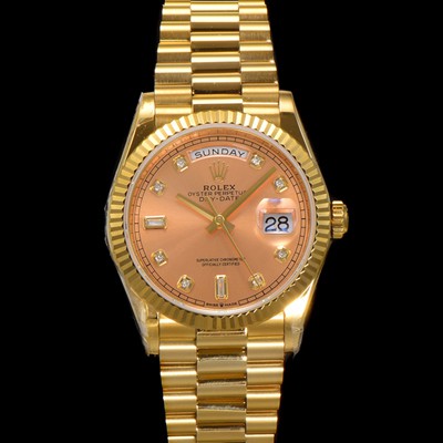 미러급 로렉스 남성용 New 데이데이트 m128238-0008 무게173g 18K 옐로우골드 프레지던트 36mm 오토매틱 Cal.2836-2 타입 다이아몬드 샴페인 다이얼 rol5406 Ⅳ