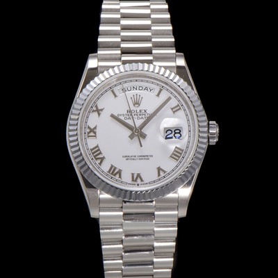 미러급 로렉스 남성용 New 데이데이트 m128236-0017 무게173g 플래티넘 프레지던트 36mm 오토매틱 Cal.2836-2 타입 화이트 다이얼 rol5412 Ⅳ