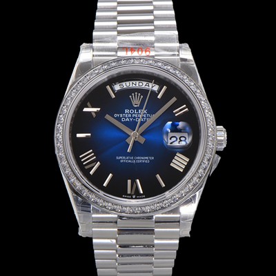 미러급 로렉스 남성용 New 데이데이트 플래티넘 m228396tbr-0042 무게187g 40mm 오토매틱 Cal.2836-2 타입 블루 옴브레 다이얼 rol5394 Ⅳ