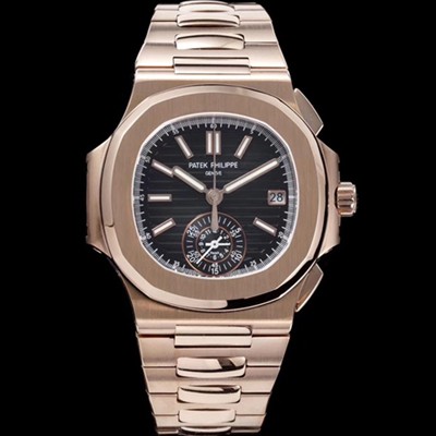 미러급 파텍필립 남성용 노틸러스 5980/1R-001 18k 로즈골드 오토매틱 Cal.CH 28-520 C 타입 40.5mm 메탈줄 블랙 다이얼 pat2229 Ⅳ