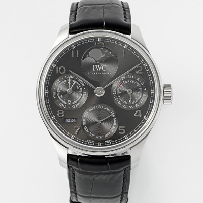 미러급 아이더블유씨 남성용 포루투기즈 IW503301 퍼페추얼 캘린더 싱글 문 44mm 오토매틱 무브먼트 그레이 다이얼 iwc4106 Ⅳ
