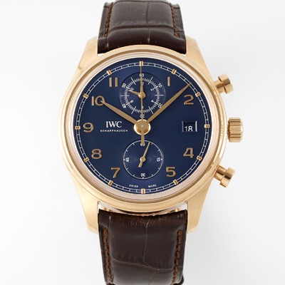 미러급 아이더블유씨 남성용 포루투기즈 IW390305 18k 로즈골드 42mm 크로노그래프 오토매틱 무브먼트 블루 다이얼 iwc4097 Ⅳ
