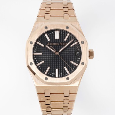 미러급 오데마피게 남성용 로얄오크 셀프와인딩 15510OR.OO.D002CR.02 18K 로즈골드 41mm 오토매틱 Cal.4302 무브먼트 블랙 와플 다이얼 aud6549 Ⅳ