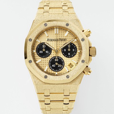 미러급 오데마피게 남성용 로얄오크 26240BA.GG.1324BA.01 크로노그래프 18K 옐로우골드 41mm 오토매틱 Cal.4401 타입 샴페인 와플 다이얼 aud6560 Ⅳ