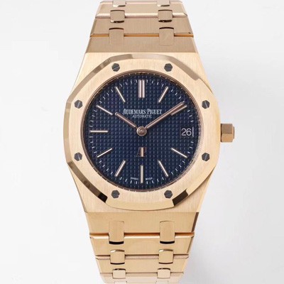 미러급 오데마피게 남성용 하이엔드 로얄오크 15202OR.OO.1240OR.01 엑스트라 씬 18K 로즈골드 39mm 오토매틱 Cal.2121타입 블루 다이얼 aud6570 Ⅳ