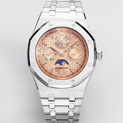 미러급 오데마피게 남성용 로얄오크 26574 퍼페츄얼 캘린더 문페이즈 41mm 로즈골드 다이얼 신형 5134 오토매틱 무브먼트 aud4207 Ⅳ