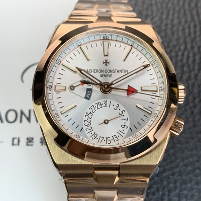 미러급 바쉐런 콘스탄틴 남성용 오버시즈 듀얼타임 18K 로즈골드 오토매틱 칼리버 5200 타입 41mm 메탈줄 실버 다이얼 vac1173 Ⅳ