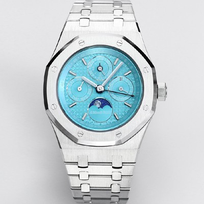 미러급 오데마피게 남성용 로얄오크 26574 퍼페츄얼 캘린더 문페이즈 41mm 티파니블루 다이얼 신형 5134 오토매틱 무브먼트 aud4209 Ⅳ