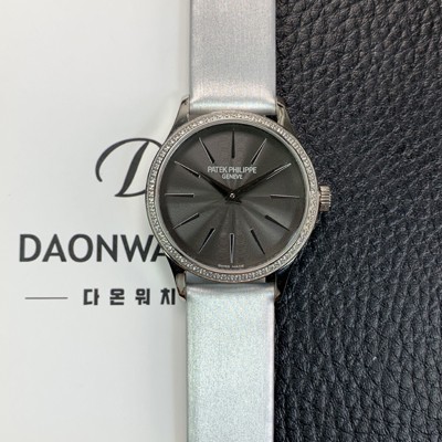 미러급 파텍필립 여성용 칼라트라바 4897G-001 나토천/가죽줄 33mm 오토매틱 Cal.324 타입 그레이 다이얼 pat2254 Ⅳ