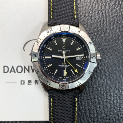 미러급 브라이틀링 남성용 어벤져 지엠티 44mm 나일론줄 오토매틱 2836-2 타입 블랙 다이얼 bre6058 Ⅳ