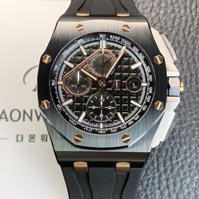 미러급 오데마피게 남성용 로얄오크 오프쇼어 26405CE.OO.A002CA.99.99 세라믹 베젤 크로노그래프 44mm 오토매틱 무브먼트 블랙 다이얼 aud6582 Ⅳ