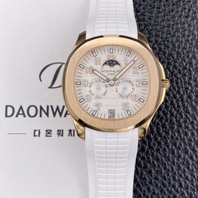 미러급 파텝필립 남성용 아쿠아넛 5261R 루스 연간 캘린더 문페이즈 39.9mm 18K 로즈골드 오토매틱 Cal.324 S C 타입 화이트 다이얼 pat2272 Ⅳ