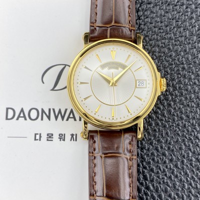 미러급 파텍필립 남성용 칼라트라바 5153R 가죽줄 18K 옐우골드 38mm 오토매틱 Cal.324 타입 화이트 다이얼 pat2282 Ⅳ