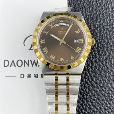 미러급 튜더 남성용 로얄 워치 오토매틱 스위스 ETA2836-2 타입 18K 옐루골드 41mm 메탈줄 브라운 다이얼 tud5134 Ⅳ