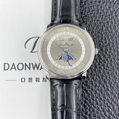 미러급 블랑팡 남성용 빌레레 퀀탬 컴플레트 40mm 문페이즈 오토매틱 Cal.6654타입 그레이 다이얼 bla4216 Ⅳ