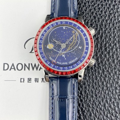 미러급 파텍필립 남성용 그랜드 컴플리케이션 6104P 문페이즈 43mm 오토매틱 Cal.240 타입 블루 다이얼 pat2275 Ⅳ