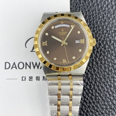 미러급 튜더 남성용 로얄 워치 오토매틱 스위스 ETA2836-2 타입 18K 옐루골드 41mm 메탈줄 브라운 다이얼 tud5135 Ⅳ