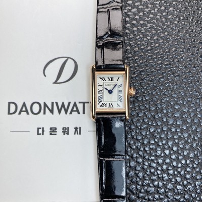 미러급 까르띠에 여성용 탱크 루이스 미니 WGTA0212 18K 로즈골드 24mm 가죽줄 쿼츠 무브먼트 화이트 다이얼 car69375 Ⅳ