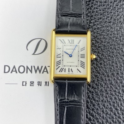 미러급 까르띠에 남성용 2025신상! 탱크 루이스 18K 옐우골드 38.1mm 악어가죽 오토매틱 무브먼트 화이트 다이얼 car69385 Ⅳ