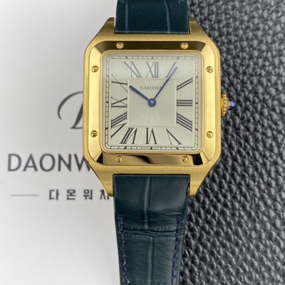 미러급 까르띠에 남성용 산토스 뒤몽 santos1612 엑스라지 18K 옐우골드 46.6mm 쿼츠 무브먼트 실버 다이얼 car69377 Ⅳ
