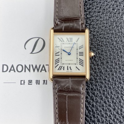 미러급 까르띠에 남성용 2025신상! 탱크 루이스 WGTA0346 18K 로즈골드 38.1mm 악어가죽 오토매틱 무브먼트 화이트 다이얼 car69381 Ⅳ