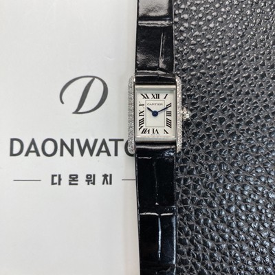 미러급 까르띠에 여성용 탱크 루이스 미니 WGTA0212 다이아몬드 24mm 가죽줄 쿼츠 무브먼트 화이트 다이얼 car69373 Ⅳ