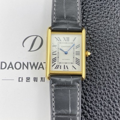 미러급 까르띠에 남성용 2025신상! 탱크 루이스 WGTA0357 18K 옐우골드 38.1mm 악어가죽 오토매틱 무브먼트 화이트 다이얼 car69384 Ⅳ