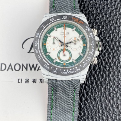 미러급 로렉스남성용 데이토나 DIW 포지드카본 커스텀 40미리 크로노그래프 오토매틱 Cal.4130 무브먼트 그린 화이트 다이얼 rol5654 Ⅳ