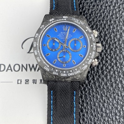 미러급 로렉스남성용 데이토나 DIW 포지드카본 커스텀 40미리 크로노그래프 오토매틱 Cal.4130 무브먼트 블루 다이얼 rol5649 Ⅳ