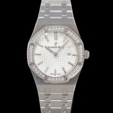 미러급 오데마피게 여성용 로얄오크 67651ST.ZZ.1261ST.01 브레이슬릿 33mm 쿼츠 무브먼트 화이트 와플 다이얼 AUD0252 Ⅳ