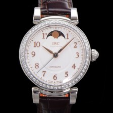 미러급 아이더블유씨여성용 다빈치 IW459307 오토매틱 문페이즈 36mm 18K 로조골드 다이아몬드베젤가죽줄 화이트다이얼 iwc76405 Ⅳ