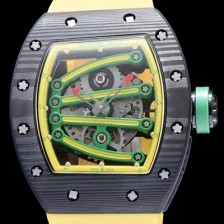 미러급 리차드밀레 남성용 RM59-01 스켈레톤 그린옐로 다이얼 오토매틱 무브먼트 RIC4230 Ⅳ