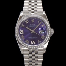 미러급 로렉스 남성용 데이저스트 m126284 로마인덱스 36mm 보석/큐빅 오토매틱 Cal.3235 무브먼트 퍼플 다이얼 rol5359 Ⅳ