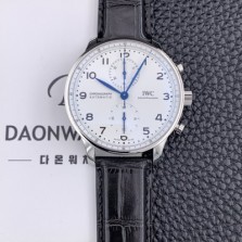 미러급 아이더블유씨 남성용 150주년 신상품 / 포르투기즈 IW371602 크로노그래프 오토매틱 Cal.69355 타입 41미리 가죽줄 화이트다이얼 IWC74316 Ⅳ