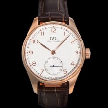 미러급 아이더블유씨 남성용 포르투기즈 IW358306 오토매틱 수정형 82200타입 무브 40.4mm 18K 로즈골드 가죽줄 화이트 다이얼  iwc36970 Ⅳ