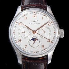 미러급 아이더블유씨 남성용 포르투기즈 IW344203 퍼페추얼 캘린더 문페이즈 오토매틱 42mm Cal.82650 타입 가죽줄 화이트다이얼   iwc94837 Ⅳ