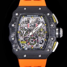 미러급 리차드밀레 남성용 플라이백 RM11-03 오버사이즈 데이트 크로노그래프레드 포지드 카본 케이스 스켈레톤 다이얼 오토매틱 무브먼트 RIC08695 Ⅳ