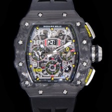미러급 리차드밀레 남성용 플라이백 RM11-03 오버사이즈 데이트 크로노그래프레드 포지드 카본 케이스 스켈레톤 다이얼 오토매틱 무브먼트 RIC08715 Ⅳ